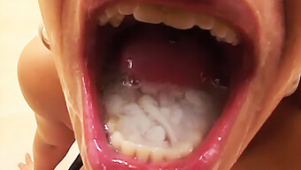 A Mouth Overflowing With Semen In A Group Sex Orgy